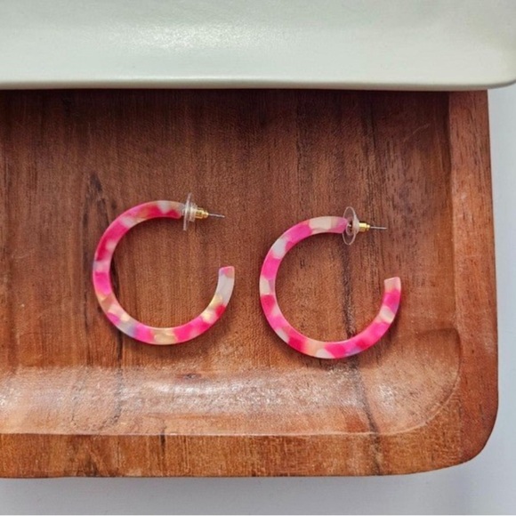Tropical Pink Hoop Earrings Camy Style - Picture 6 of 8